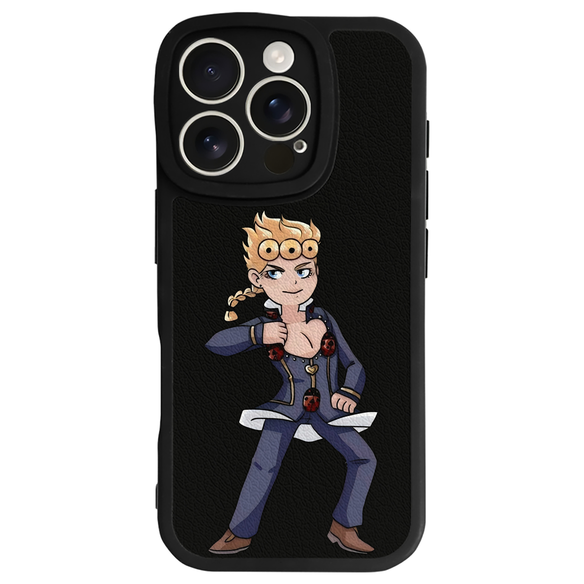 （画像用） ジョジョの奇妙な冒険 ジョルノ?ジョバァーナ JoJo's Bizarre Adventure Giorno Giovanna 【iPhone 16シリーズ対応】シリコンスマホケース（レザー調） 材質：シリコン